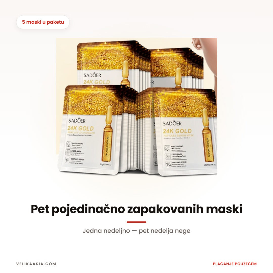 Pet pojedinačno zapakovanih korejskih 24K zlatnih maski