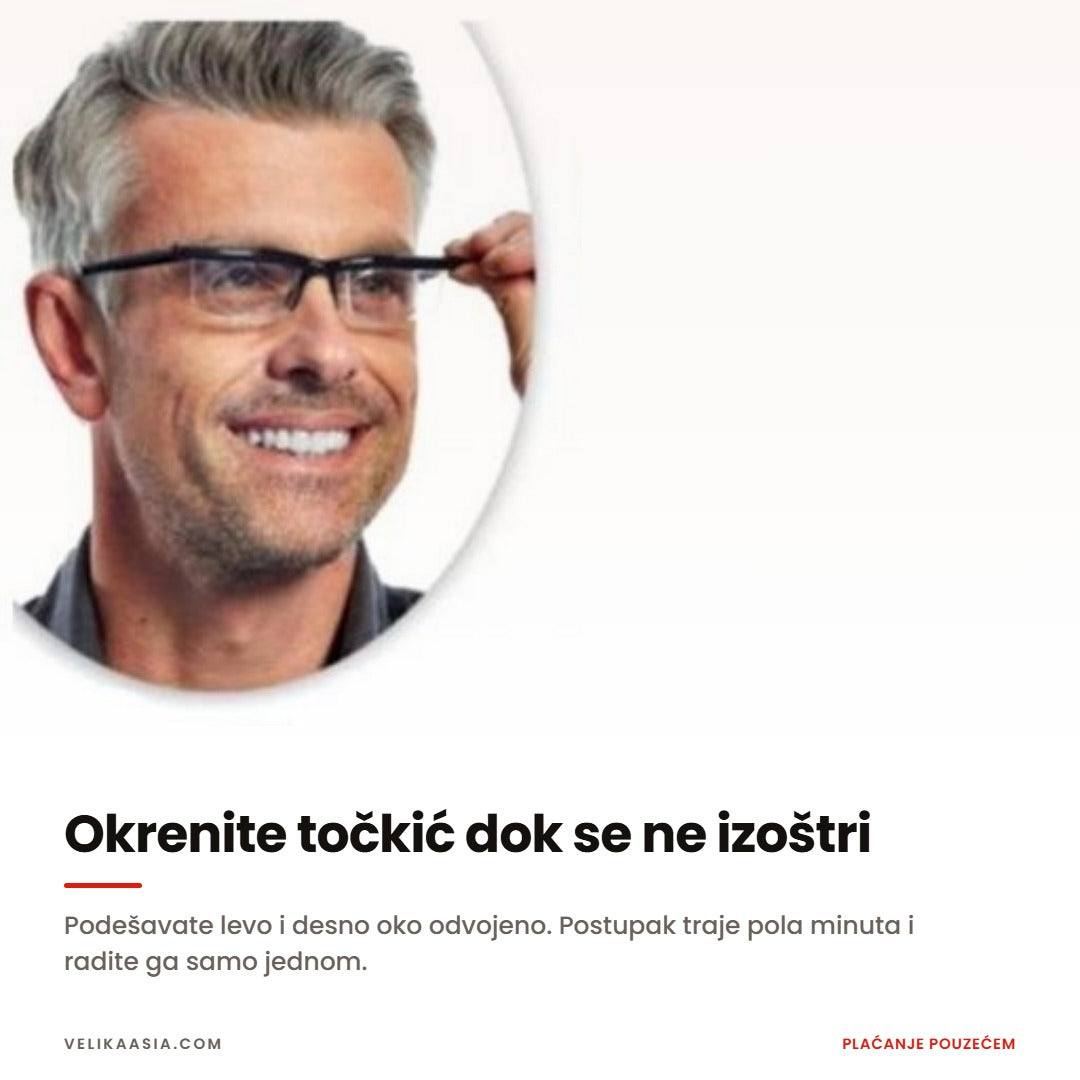 Čovek okreće točkić za podešavanje dioptrije na naočarima