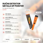 Ručni detektor metala GP Pointer — naslovna infografika